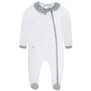 Patachou Contrasting Trim Floral Print Footed Pajamas